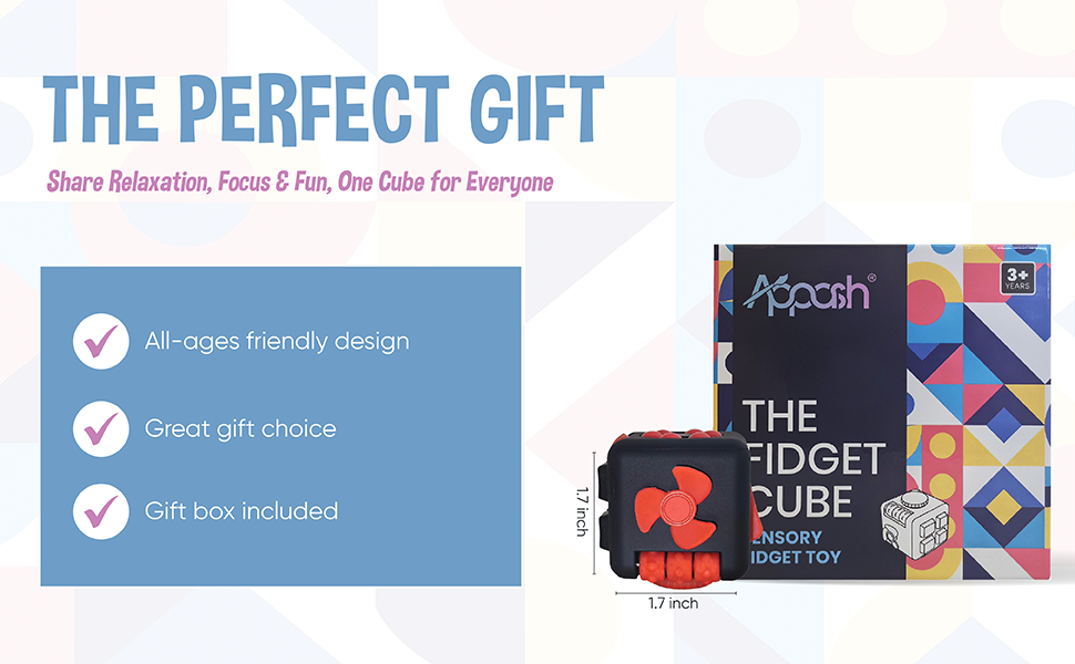 appash fidget cube, Anxiety Relief for ADHD/autism, all ages, gift idea, tactile satisfaction