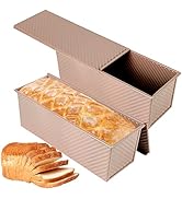 Spmarkt 2-pack 2.2lb Gold Pullman Loaf Pan with Lid, Premium Non-Stick Coating Bread Pan, PFTE an...