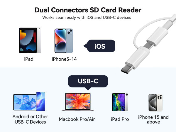 dual connectors SD card reader