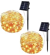 Solar String Lights Outdoor, 33Ft 100LEDs Solar Fairy Lights with 8 Lighting Modes Waterproof Dec...