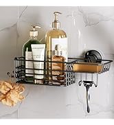 TAILI Shower Caddy Suction Cup with Hooks and Soap holder, Heavy Duty Bathroom Shower Organizer, ...