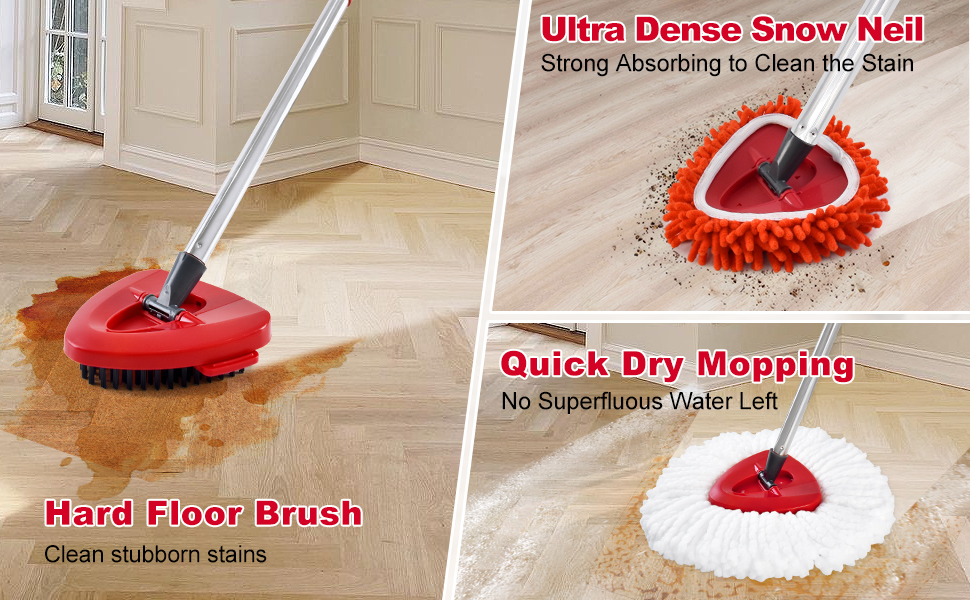 Replacement Mop Heads&amp;amp;amp; Handle Scrub Brush and Base Combo Set Compatible with O Cedar