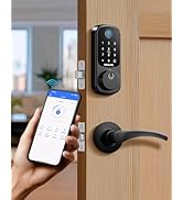 DESLOC B200 Fingerprint Smart Lock with 2 Lever Handles, Keyless Entry Front Door Lock Set, Elect...
