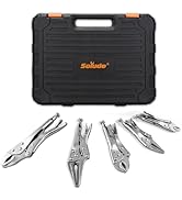 5-Piece Heavy-Duty Locking Pliers Tool Set with Case, 5", 7" &amp; 10" Curved Jaw Adjustable Vise Gri...
