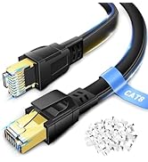 DEEGO Cat 8 Ethernet Cable 50 ft, High Speed Flat Network Cable Shielded, 40Gbps 2000MHz LAN Ethe...