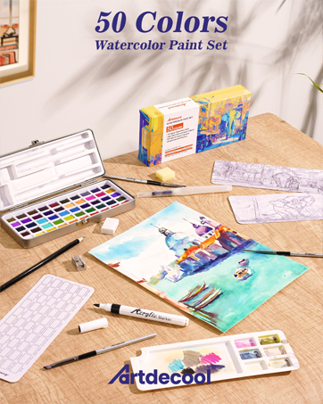 artdecool watercolor paint set