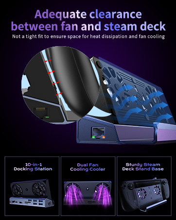 Steam deck with a gap between the base
