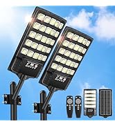 Solar Street Lights Outdoor Waterproof, 20000LM 6500K Motion Sensor LED Flood Lights, Dusk to Daw...