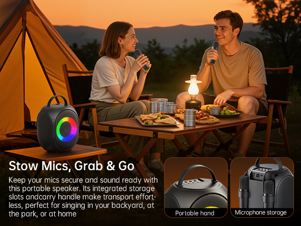Karaoke Machine for Adults &amp;amp; Kids Portable Bluetooth Karaoke Speaker with 2 Wireless Microphones