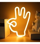 ENUOLI Hand Shape Finger Neon Signs OK Gesture LED Neon Light Signs USB or Battery Operated Hangi...