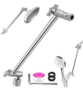 Rain Shower Head Extension 12 Inch Adjustable Rain Shower Head Extension Arm Stainless Steel Show...