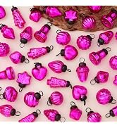 300 Pieces Glass Pink Christmas Ornaments Decorative Mini Vintage Bulk Hanging Ornaments for Hall...