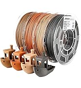 AMOLEN Wood Filament Bundle,Walnut,Cherry Wood,Teak Wood,Ebony Black Wood,3D Printer Filament,PLA...