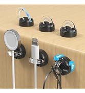 Rotatable Magnetic Cable Clips, Smooth Adjustable Cord Holder, Under Desk Cable Management, Adhes...