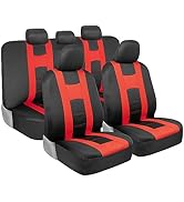 BDK carXS Forza Red Car Seat Covers Full Set, Two-Tone Front Seat Covers with Matching Back Seat ...