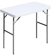 FROASISPRO Folding Table 2.7ft Rectangular All-Occasion Plastic Folding Event Table for Indoor an...