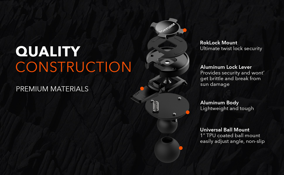 quality ball mount adapter for motorcycle; motorcycle arm mount; phone mount for motorcycle; rokform