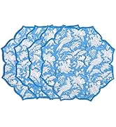 CPC Cotton Placemats Set of 4-Handmade Block Printed Double Layered, Machine Washable, Flower Sca...