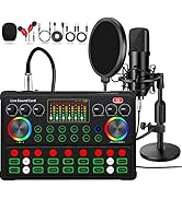 Podcast Equipment Bundle, 48V Condenser Microphone Bundle with M300 Voice Changer, Podcast Microp...