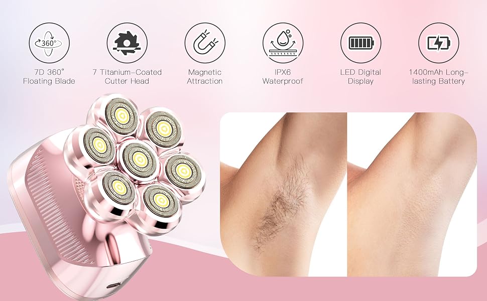 Womens electric shaver, rotary flex series, gentle smooth shave for sensitive skin