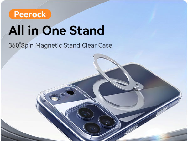 Peerock for iphone 17 pro max case clear with magnetic stand