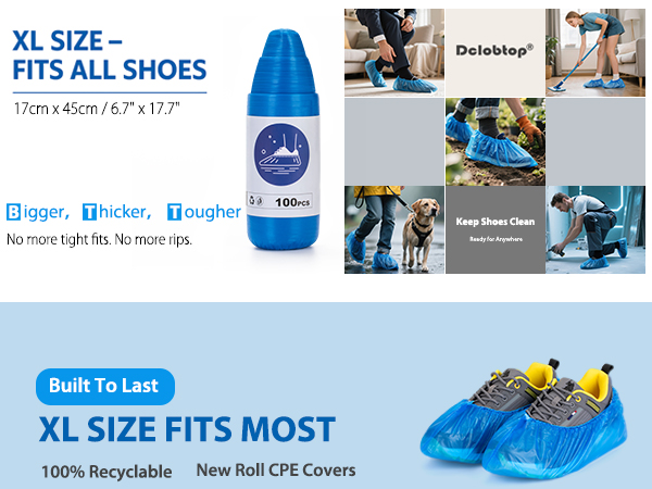 disposable shoe covers 100 pack non-slip waterproof CPE plastic indoor use one size fits most