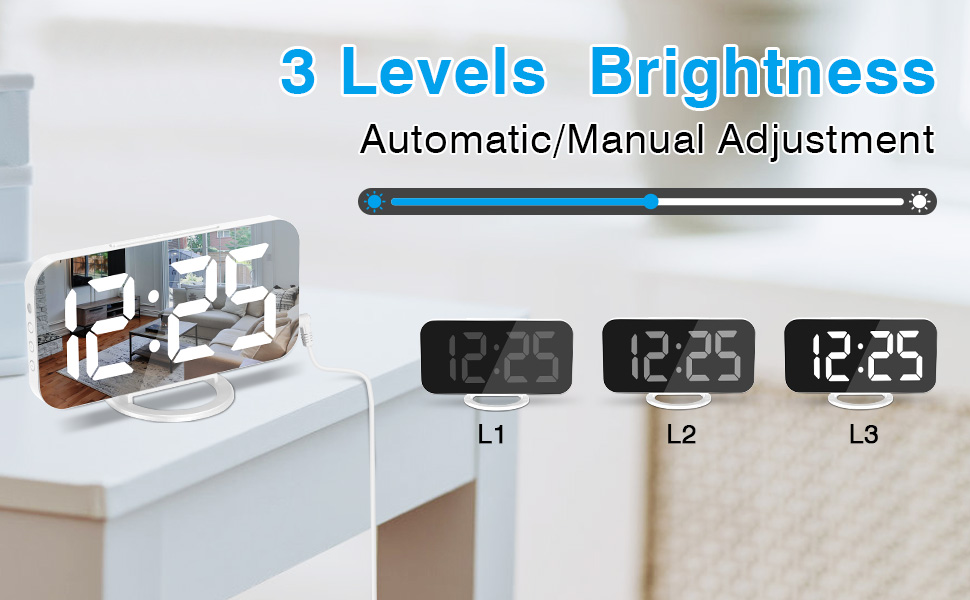 led mirror digital alarm clock