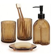 Topsky 4 Pcs Glass Bathroom Accessories Set,11oz Liquid Arch Design Hand Soap Dispenser with Stri...