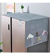 Refrigerator Dust Proof Cover with Storage Pockets Fridge Dust Cover Washer And Dryer Top Cover 7...