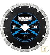 CRALY 7 Inch Super Thin Segmented Diamond Blade, 7/8 in Arbor, 7'' Diamond Stone Blade for Angle ...