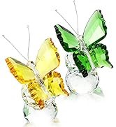 H&amp;D HYALINE &amp; DORA Handmade Crystal Flying Butterfly Figurine Collectible, Glass Butterfly Figuri...