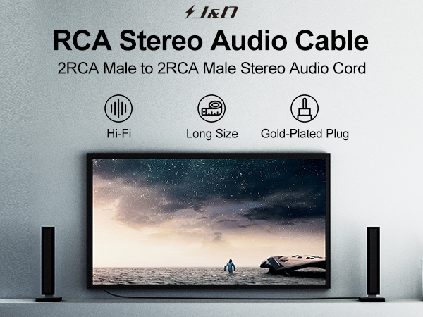 2 RCA M/M Stereo Audio Cable,RCA Cable,Home Theater, HDTV, Amplifiers, Hi-Fi Systems, Speakers