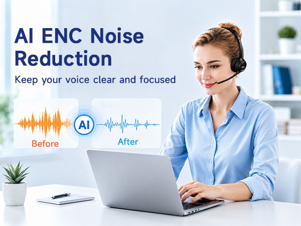 AOC Wireless Headset for ENC Noise Cancellation