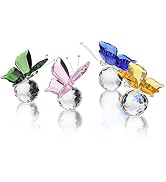 H&amp;D HYALINE &amp; DORA Crystal Flying Butterfly with Crystal Ball Base Figurine Collection Cut Glass ...