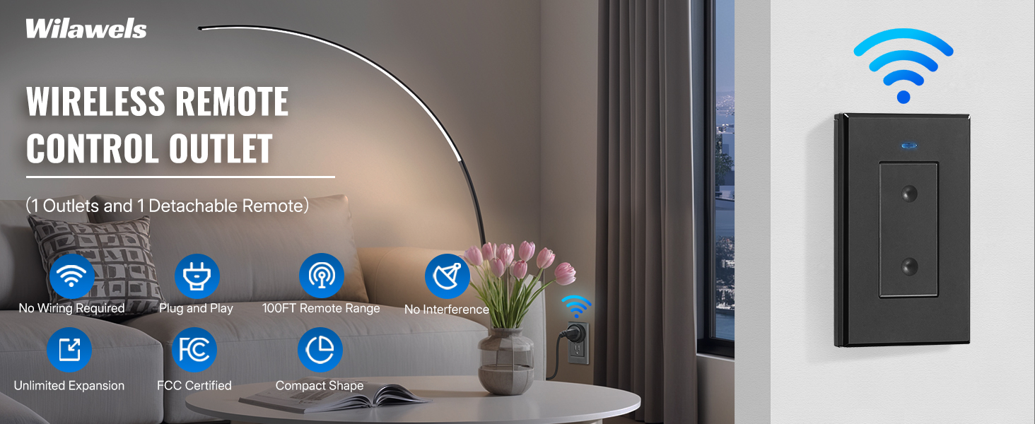 WILAWELS Wireless Wall Switch Remote Control Outlet