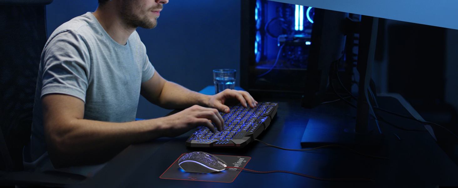 gaming keyboard and mouse combo with headset