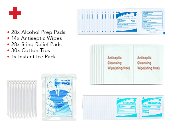 Supplies in our vehicle first aid kit to clean wounds during emergencies