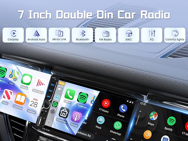 Rimoody Double Din Wireless Carplay Car Stereo