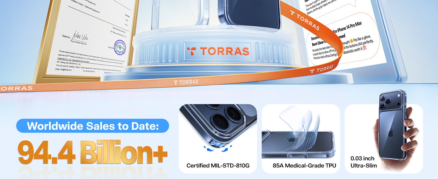 TORRAS Crystal Clear for iPhone 17 Pro Case, Upgraded Non-Yellowing