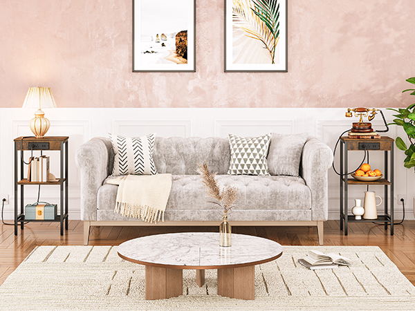 BF09UDH01 Tall side table with charging station