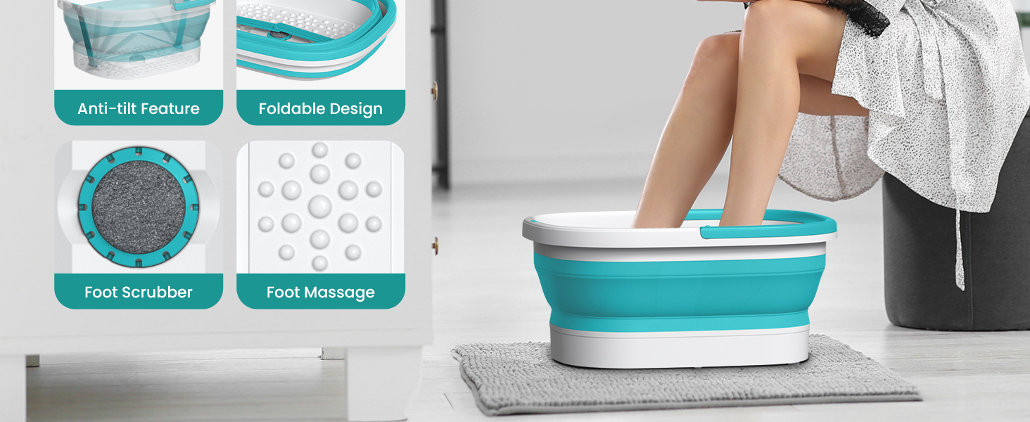 Nekteck Foot Soaking Tub Collapsible Bucket for Foot Bath Soak Pedicure Foot Spa Gifts Men Women