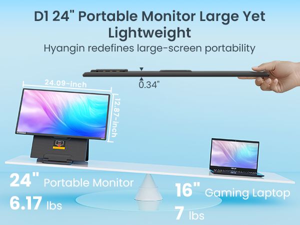 D1 24&amp;#34; Portable Monitor - Large Yet Lightweight