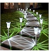 DenicMic Solar Lights Outdoor 10 Pack Waterproof 6000K Cold White LED Stainless Steel Stake Outsi...
