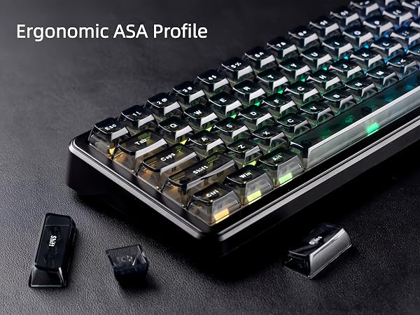 Black Grey Jelly keycaps, Shine Through Keyboard caps Clear Set,Ice Crystal Translucent Key caps