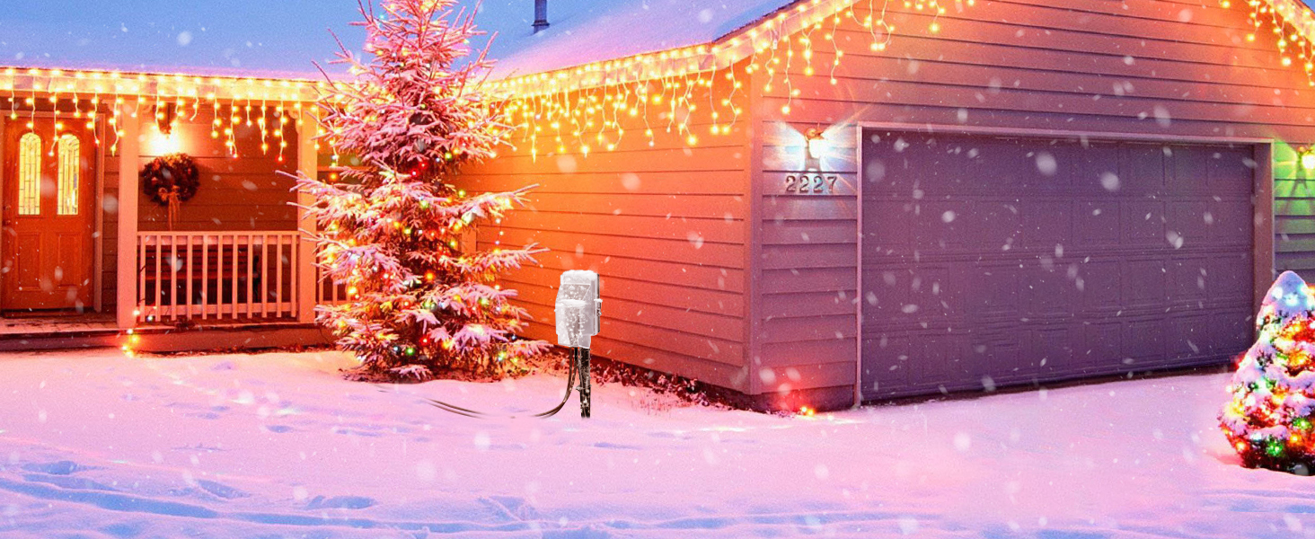 christmas extension cord 6 outlet outdoor power stake