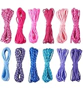 FASHEWELRY 157 Feet Pink Blue Purple 2mm Paracord Rope 12 Colors Multifunction Thick Paracord Par...
