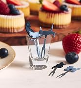 Cocktail Forks, 6-Piece Appetizer Forks, Cat Shapes, Stainless Steel and Silicone Small Forks for...