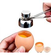 Stainless Steel Egg Cracker Tool - Handheld Egg Cracker Holder Container Egg Topper Eggshell Cutt...