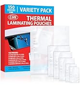 5mil thickness Variety Pack of 6 different size, 150 count thermal laminating sheets for laminator