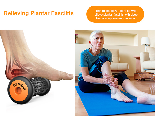 Foot Massage Roller for Plantar Fasciitis Relief Deep Tissue Acupresssure Recovery Heel Spur Pain